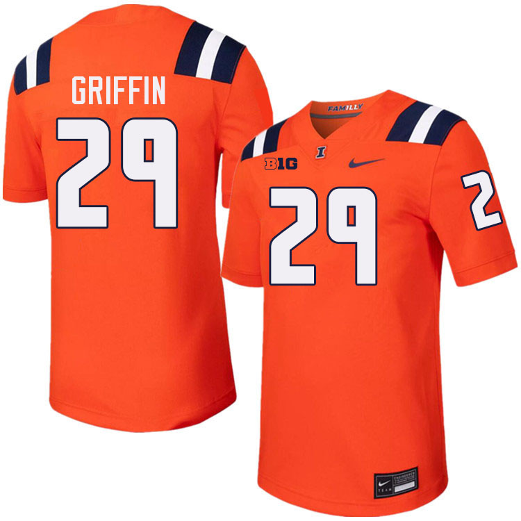 Men #29 TJ Griffin Illinois Fighting Illini College Football Jerseys Stitched-Orange